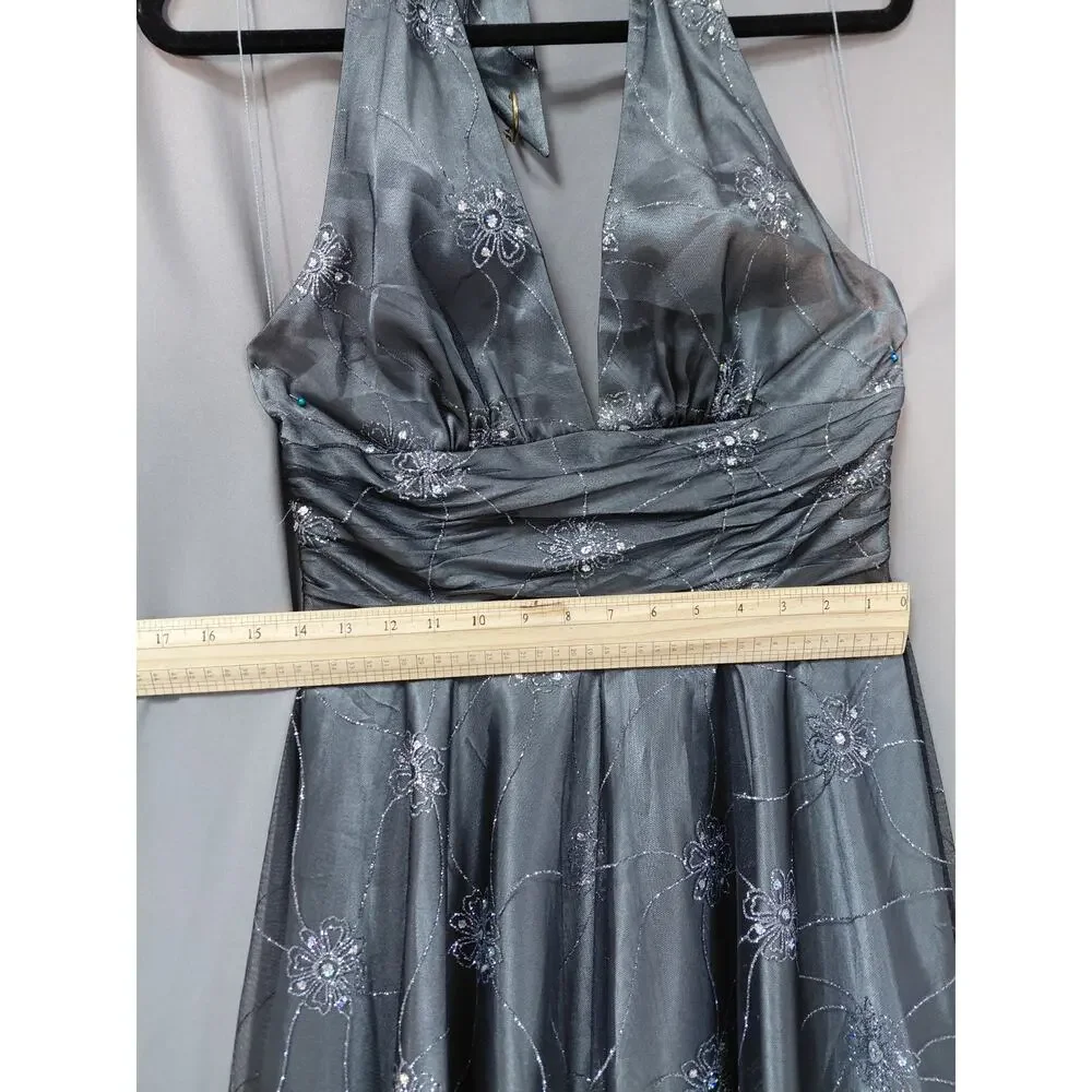 Adrianna Papell Boutique Gray A-Line Midi Dress Women Size 8